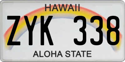 HI license plate ZYK338