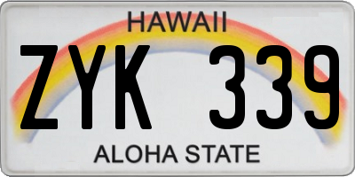 HI license plate ZYK339
