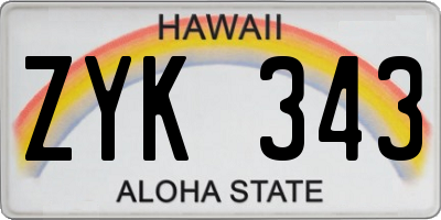 HI license plate ZYK343