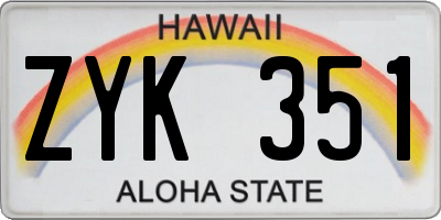 HI license plate ZYK351