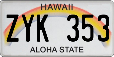 HI license plate ZYK353