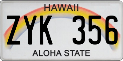 HI license plate ZYK356