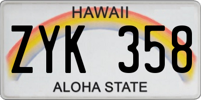 HI license plate ZYK358