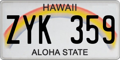 HI license plate ZYK359