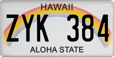 HI license plate ZYK384
