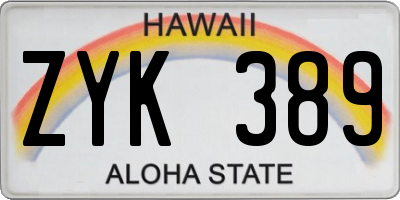 HI license plate ZYK389