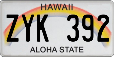 HI license plate ZYK392