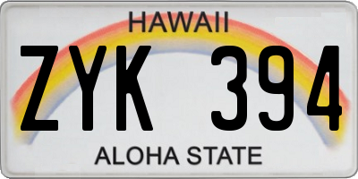 HI license plate ZYK394