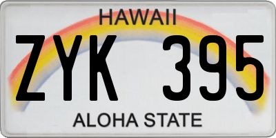 HI license plate ZYK395