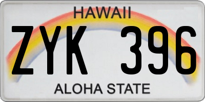 HI license plate ZYK396