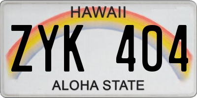 HI license plate ZYK404