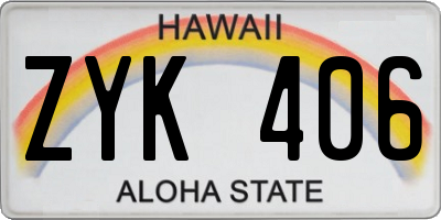 HI license plate ZYK406