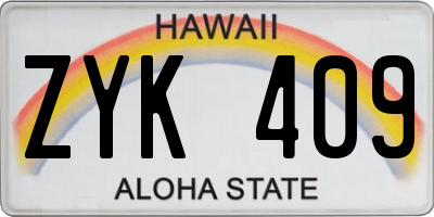 HI license plate ZYK409