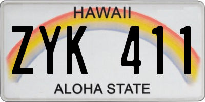 HI license plate ZYK411