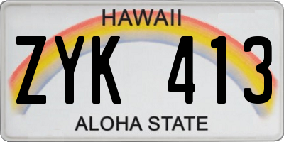 HI license plate ZYK413