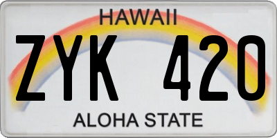 HI license plate ZYK420