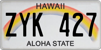 HI license plate ZYK427