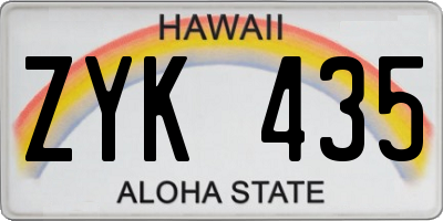 HI license plate ZYK435
