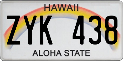 HI license plate ZYK438