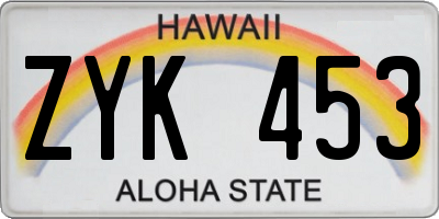 HI license plate ZYK453