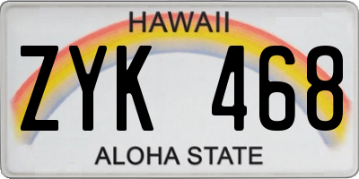 HI license plate ZYK468
