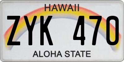 HI license plate ZYK470