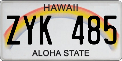 HI license plate ZYK485