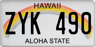 HI license plate ZYK490
