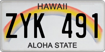 HI license plate ZYK491