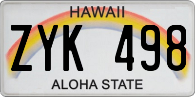 HI license plate ZYK498