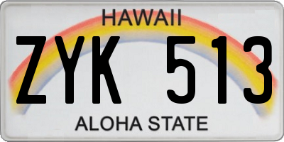 HI license plate ZYK513