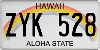 HI license plate ZYK528