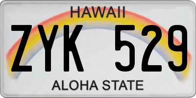 HI license plate ZYK529