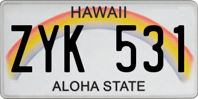 HI license plate ZYK531