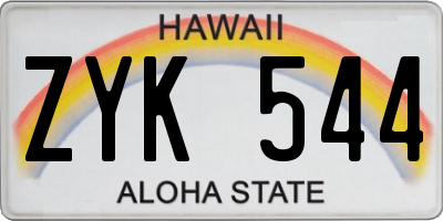 HI license plate ZYK544
