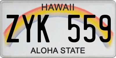 HI license plate ZYK559