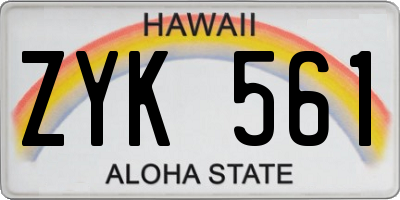 HI license plate ZYK561