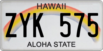 HI license plate ZYK575