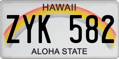HI license plate ZYK582