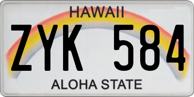HI license plate ZYK584