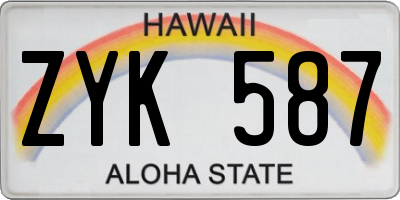 HI license plate ZYK587