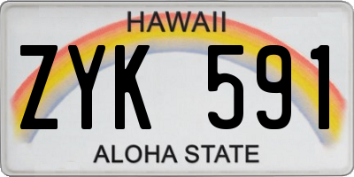 HI license plate ZYK591