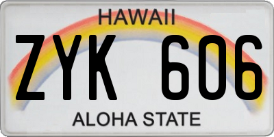 HI license plate ZYK606