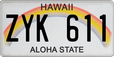 HI license plate ZYK611