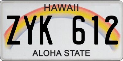 HI license plate ZYK612