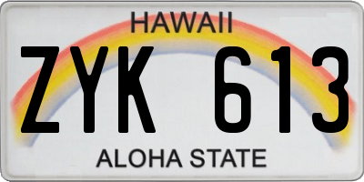 HI license plate ZYK613