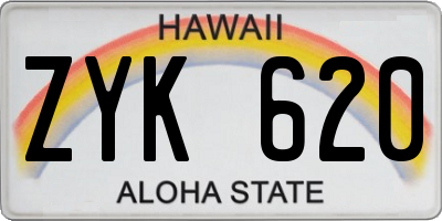HI license plate ZYK620
