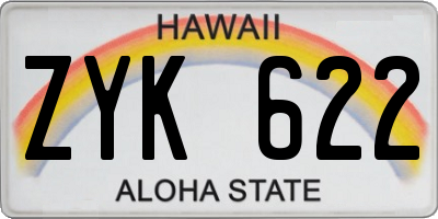 HI license plate ZYK622