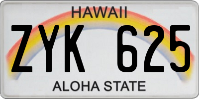 HI license plate ZYK625