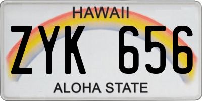 HI license plate ZYK656